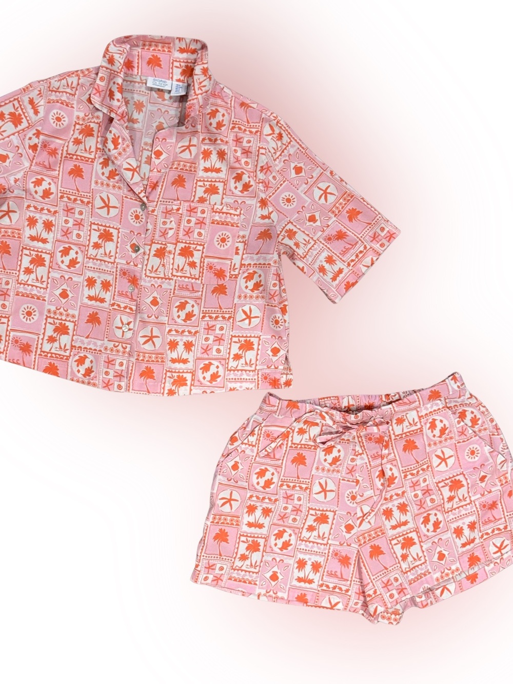 Sigrid Olsen Pink & Coral Block Print Kids Pajama Set